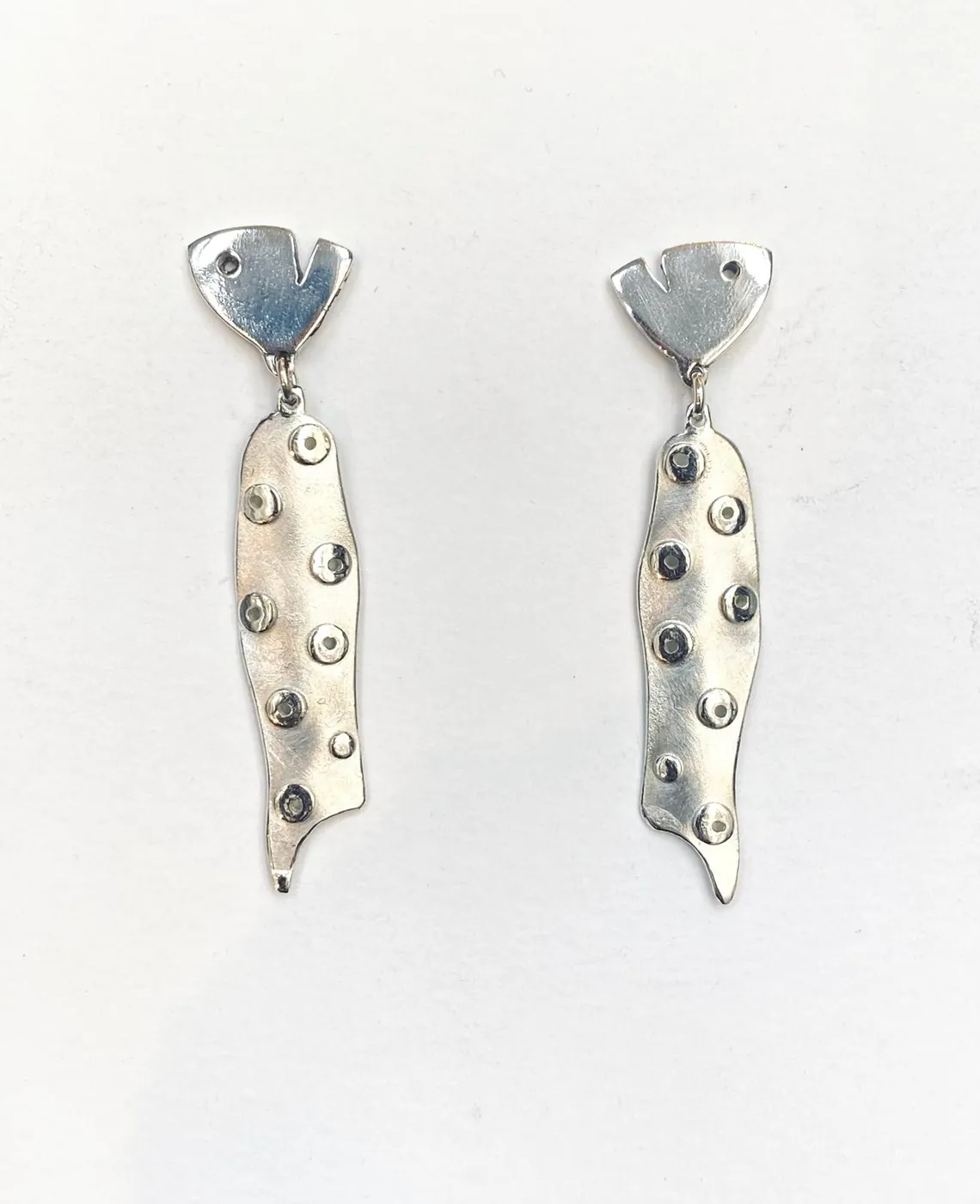 Long silver earrings